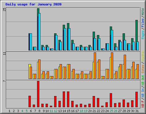 Daily usage for January 2020