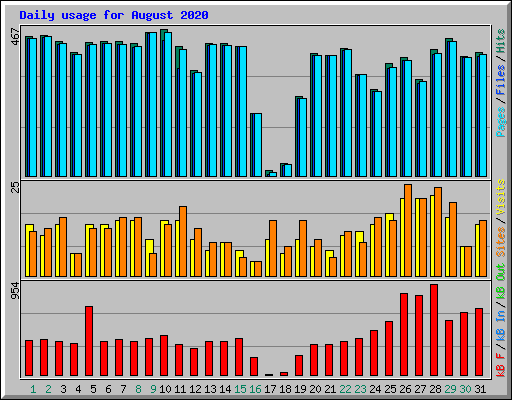 Daily usage for August 2020