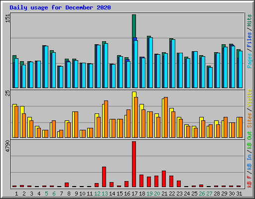 Daily usage for December 2020