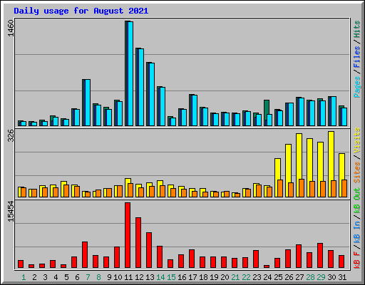 Daily usage for August 2021