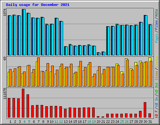 Daily usage for December 2021