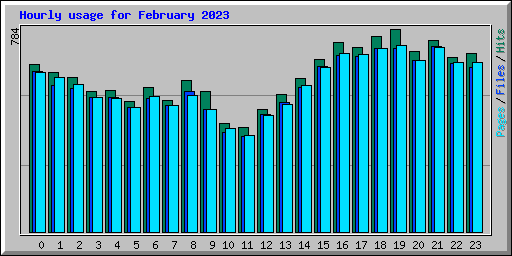 Hourly usage for February 2023